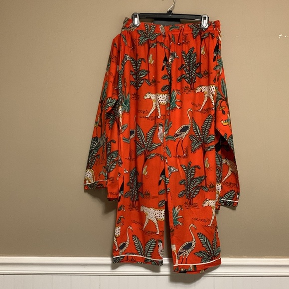 Lilbelle Women’s Kids Orange Pajama Set Medium Animal Print Fun Colorful - Picture 2 of 14